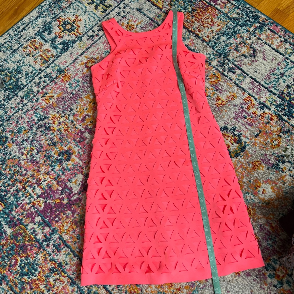 Lilly Pulitzer Vibrant Pink Daisy Laser Cut Geometric Sleeveless Dress XXS - Picture 14 of 16